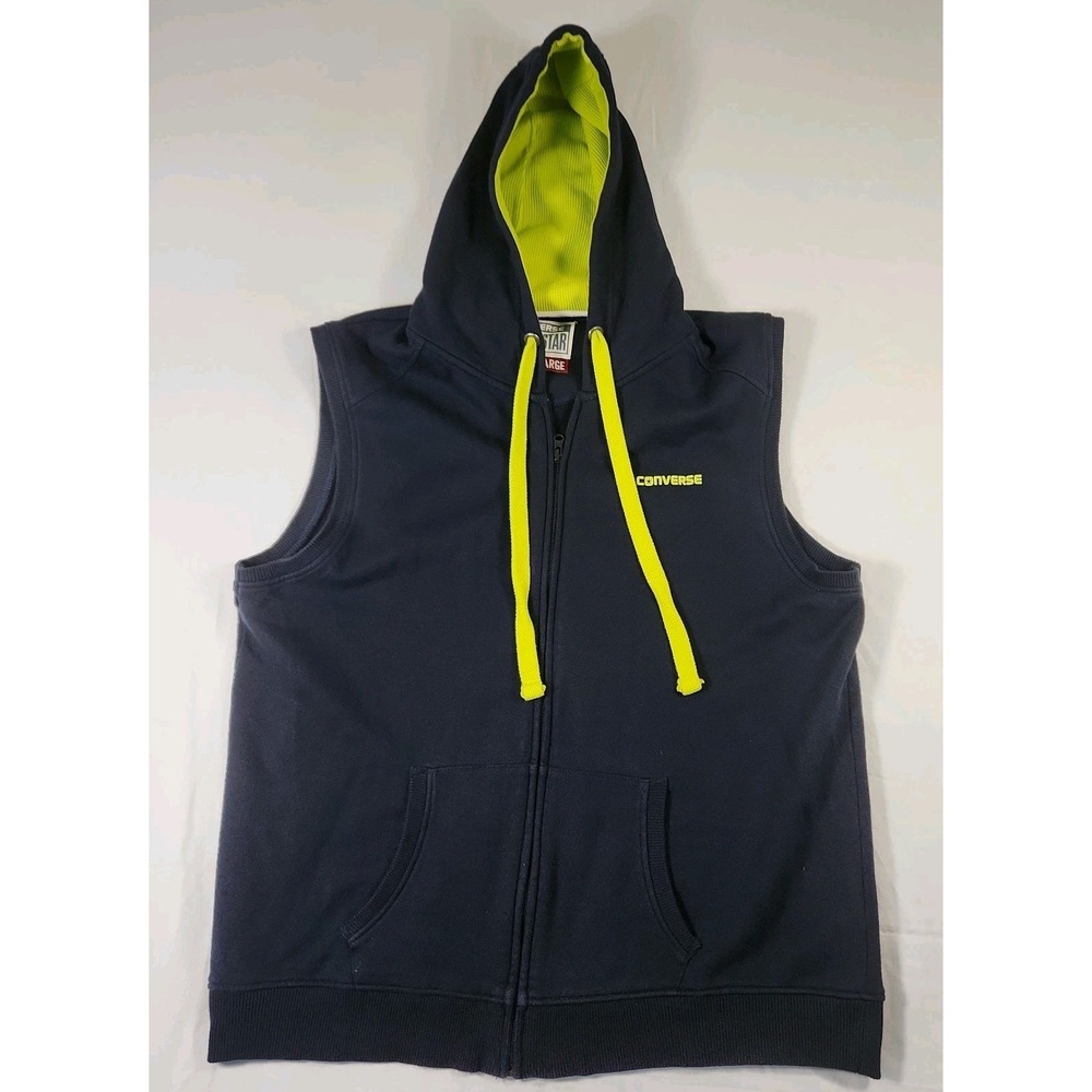 Converse Sweater Vest Hoodie Mens 2XL Cardigan Blue-Green Hoodie Jacket